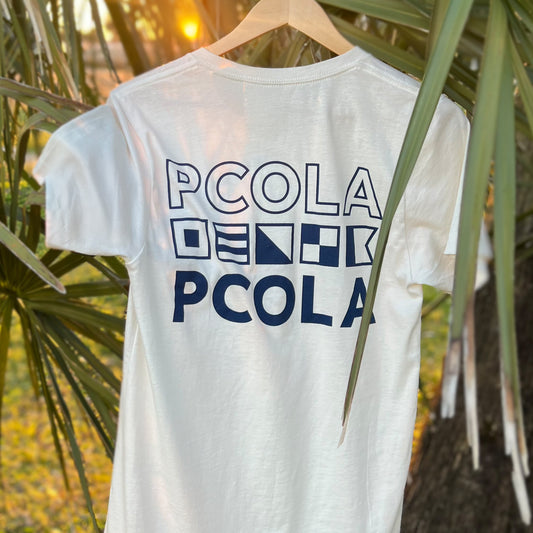 High-quality adult t-shirt with the 'PCOLA' design, perfect for those who love Pensacola and want to wear their hometown with pride. Designed by Portside Sailing Co.