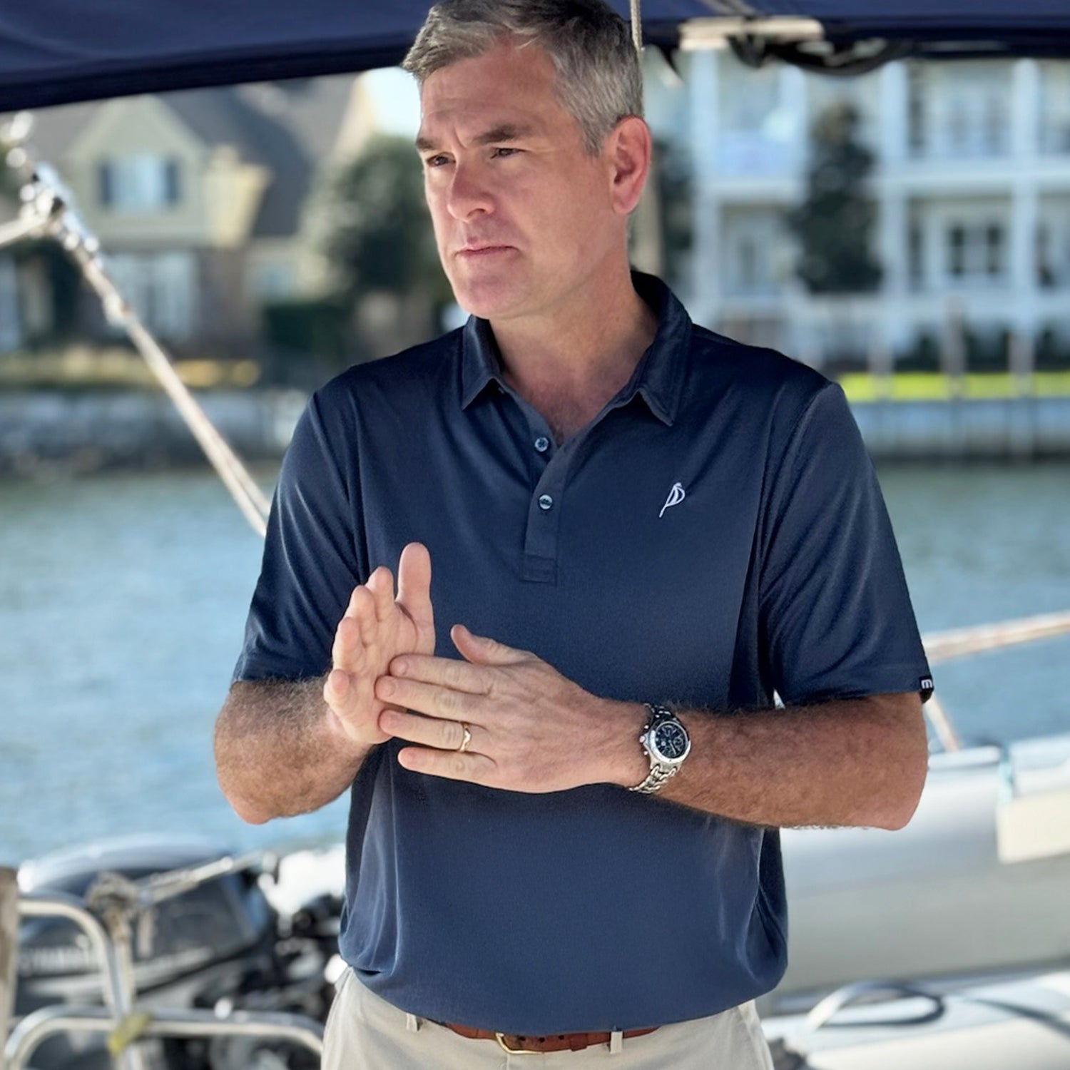 Premium Portside Sailing Co. polo shirt with a classic fit, designed for those who appreciate high-end, nautical-inspired fashion.