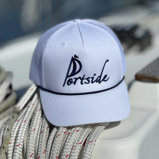 Nautical-inspired Portside Sailing Co. cap featuring a clean, embroidered logo—ideal for sunny days on the water.